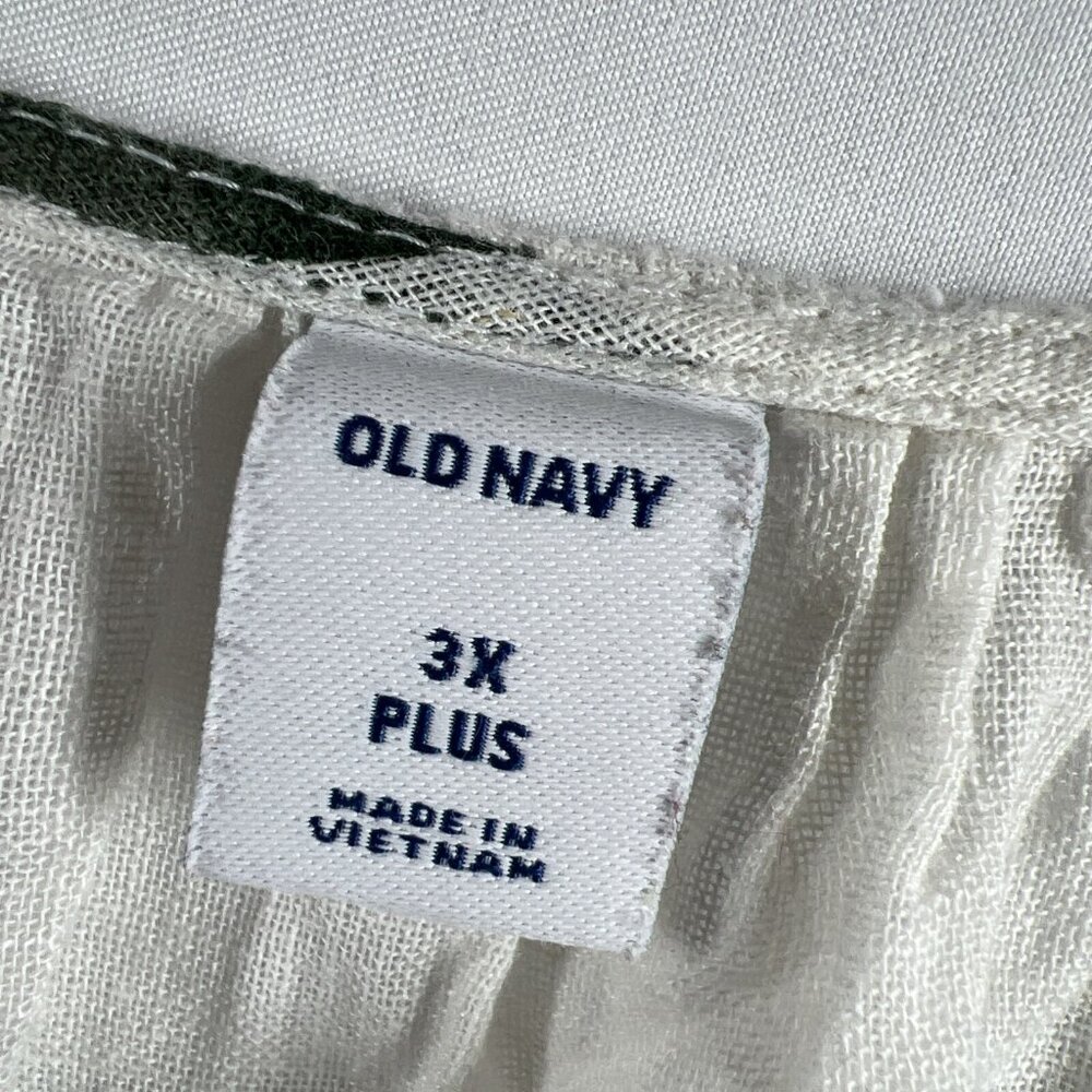 Old Navy Women's Top Plus 3X Tropical Floral Wrap Linen Blend Short Sleeve Y2K - Picture 3 of 9